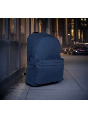 Günlük Seyahat Kurs Sirt Çantasi Plain Dark Blue Daily Travel Course Backpack(Hugbag)