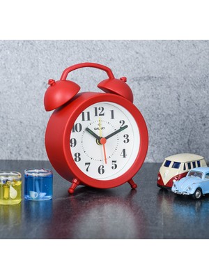 Nidage Mini Boy Akar Saniyeli Alarmlı Analog Masa Saati  Çalar Saat