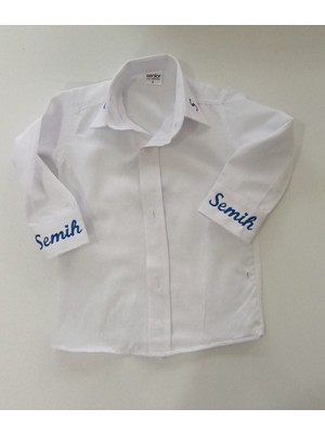 Terzim Ayşenur Beyaz Renkli Erkek Çocuk Gömleği Isim Işlemeli 0-5 Yaş