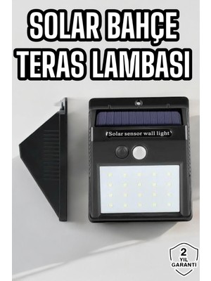 Güneş Enerjili Bahçe Lambası Solar Gece Aydınlatma Sensörlü Lamba