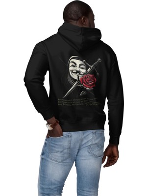 Terzili Giyin V For Vendetta Fikirlere Kurşun Işlemez Baskılı Kapüşonlu Sweatshirt
