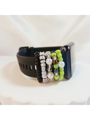 Crystal Atelier Yeşil Renk İnci Boncuk Watch Band Charm Akıllı Saat Kordon Süsü, Tüm Seriye Uyumlu Tasarım Charm Aksesuar Seti, İncili Charm, Barok İnci  Charm
