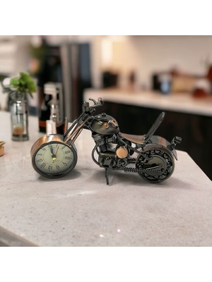 Nidage Metal Motorsiklet ve Saat Biblo