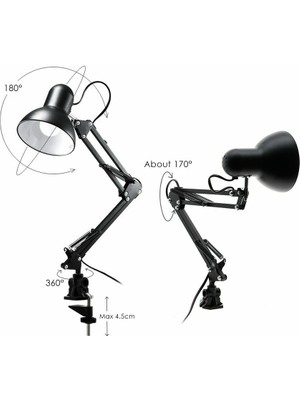 Ucuz Geldi Tertial Çalışma Masası Lambası Fonksiyonel Mengeneli Siyah Renk Köln Akrobat Masa Lambası