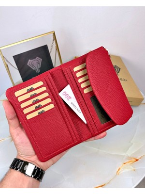 Kadın Çok Bölmeli Küçük Cüzdan Turuncu Hakiki Deri 2064