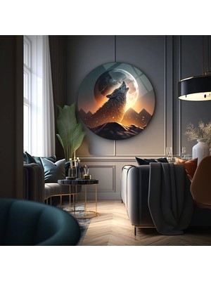 Marsilyan- Bozkurt Sanatsal Yuvarlak Cam Tablo