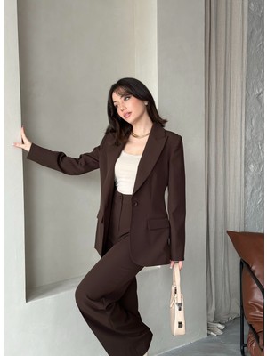 Blazer Takım Elbise Tek Düğme Ceket Pantolon