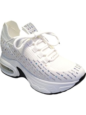 Guja 25Y300-20 Kadın Taşlı Gizli Ökçeli Sneaker Ayakkabı Beyaz