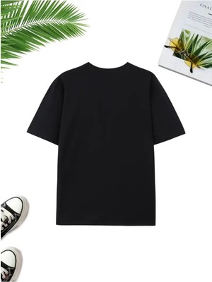 Woodroffe Kadın Geometrik Ay&güneş Baskılı T-Shirt Oversize Salaş