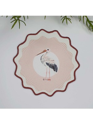 Decofav Dekoratif Çizgili Sulu Boya Leylek Tasarım Nakış Kenar Kokteyl Peçetesi 1 Adet