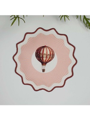 Decofav Dekoratif Çizgili Sulu Boya Balon Tasarımlı Nakış Kenar Kokteyl Peçetesi 1 Adet