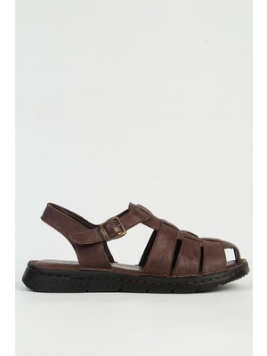 Pierre Cardin Hakiki Deri Kahve Erkek Sandalet PC-7462