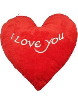 Selay Peluş Kalp Yastık Love You Yazılı 36X36CM Sevgililer Günü