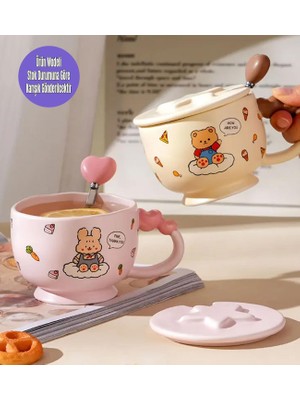 Giftmoda Sevimli Hayvan Figürlü Kapaklı Kupa