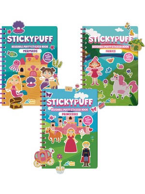 Neobebek Stickypuff Sihirli Dünya Seti (3 Kabartmalı Tak Çıkar Çıkartma Kitabı)