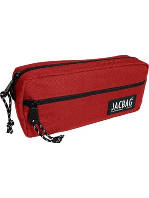 Jacbag Çift Fermuarlı Kırmızı Kız Çocuk Kalem Kutusu
