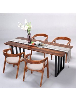 Masa Tasarım Dünyası Masa Tasarım Dünyası* Doğal Ahşap Masif Metal Izgara Ayak Yemek Masası