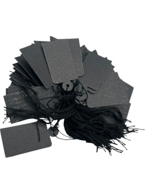 Yerli Üretim Büyük Boy Siyah Renk 3/2cm 80 Adet Karton Ipli Etiketi