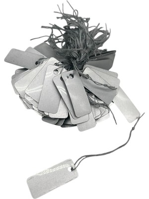 Yerli Üretim Büyük Boy Gümüş Renk 2,5/1cm 80 Adet Karton Ipli Etiketi