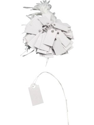 Yerli Üretim Küçük Boy Beyaz Renk 2 /1 cm 80 Adet Karton Ipli Etiketi