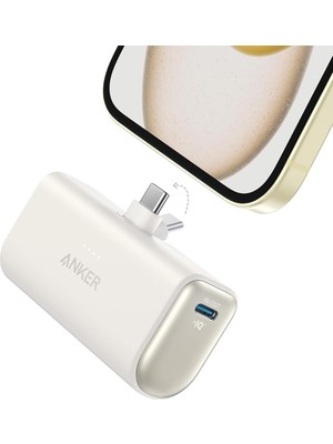 Anker Nano Powerbank (22.5W, Dahili USB-C Bağlantı Noktası) - Beyaz - A1653 (Anker Türkiye Garantili)