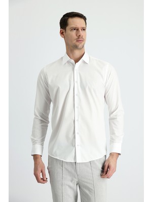 Kiğılı Uzun Kol Slim Fit Dar Kesim Non Iron Klasik Pamuklu Gömlek