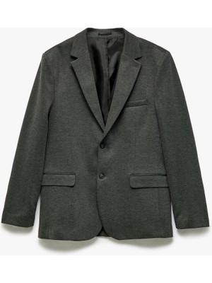 Koton Düğmeli Cepli Viskon Karışımlı Pike Kumaş Mono Yaka Slim Fit Blazer Ceket