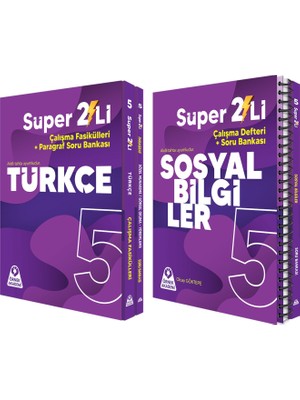 Örnek Akademi Yayınları (Sınıf: 5)  Süper İkili  Türkçe ve Sosyal Bilgiler Seti 2 Kitap