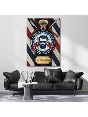 Artarilion Erkek Berberi Kanvas Tablo Saç Kesimi Temalı Ofis Tablosu Erkek Kuaför Tablo Modeli