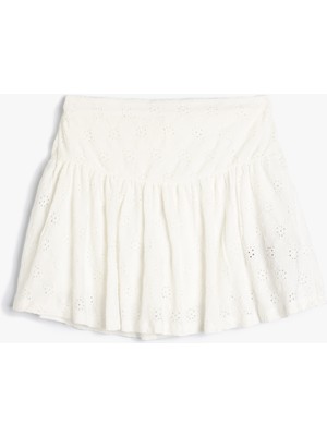 Koton Fistolu Mini Etek Beli Lastikli Volanlı