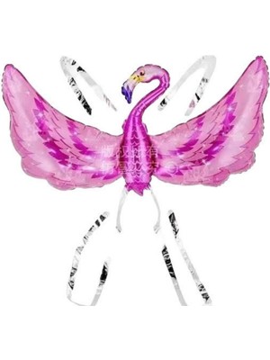 Kanatlı Pembe Flamingo Folyo Balon 1 Adet