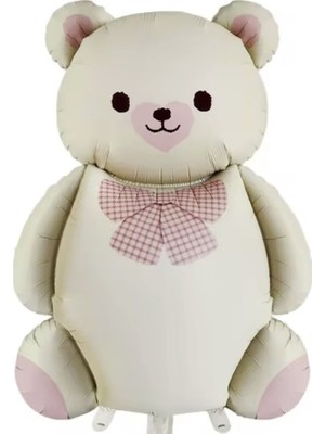Retro Krem Sevimli Ayı Balon Büyük Teddy Bear Folyo Balon