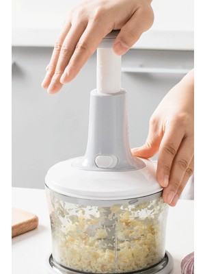 Gri El Blenderi El Basmalı Rondo 3 Bıçaklı Manuel Doğrayıcı El Rondosu