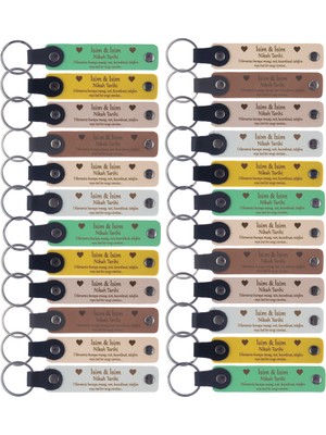 Miawiki Isme Özel, 24' Lü, Nikah Töreni ve Kutlamaları Için, Yeni Çiftlere Hediyelik Deri Hatıra Anahtarlığı