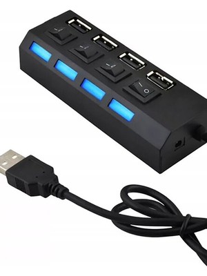 Techno Station Laptop Bilgisayar Için 4 Port USB 2.0 Hub Çoğaltıcı Çoklayıcı Swıtch Hızlı Çoklama Dişi Splitter
