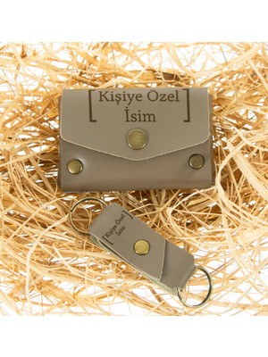 Miawiki Sade Kahve Isme Özel Deri Cüzdan ve Anahtarlık Takım, Yüksek Kalite Aksesuar