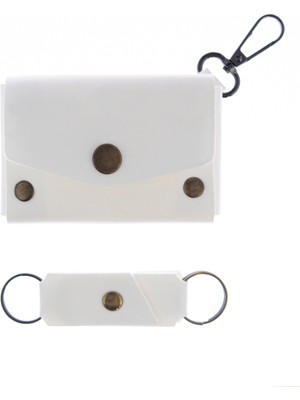 Miawiki Beyaz Renk Deri Kancalı Bozuk Para Cüzdan Seti, Özel Günler Için En Iyi Hediye