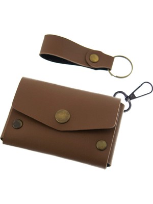 Miawiki Kahve Renk, Deri, Kancalı Bozuk Para Cüzdan Seti, Özel Günler Için En Iyi Hediye, Özel Üretim