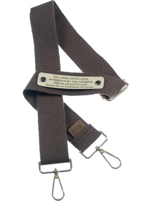 Koyu Kahve Renk, Zamansız Tasarım Unisex Çanta Kayışı, 140 cm Şık Isme Özel Hediyelik Seçenek