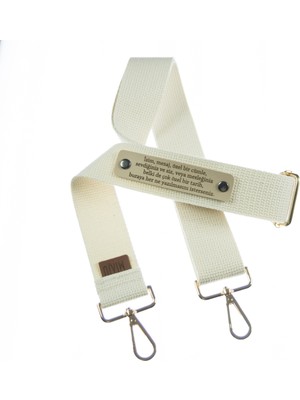 Krem Renk, Her Tarza Uygun Isme Özel Tasarım Çanta Omuz Askısı, 140 cm Şık Hediye Çanta Askısı