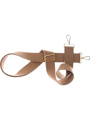 Miawiki Açık Kahve Renk, 165 cm Uzunlukta, Altın Metal Aksesuarlı, Şık ve Zarif Tasarım Omuz Askısı