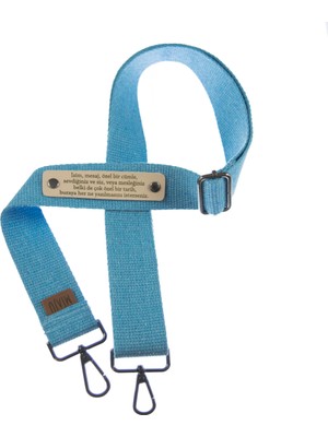 Mavi Renk, Pamuklu Çanta Askısı, Kişiselleştirilebilir ve Dayanıklı, 200 cm Isme Özel Hediyelik