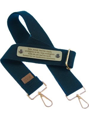 Lacivert Renk, Unisex Çanta Kayışı, Şık ve Dayanıklı Isme Özel Hediyelik Seçenek, 220 cm Omuz Askısı