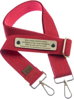 Kırmızı Renk, Isminizi Taşıyan Zarif Detaylı Çanta Omuz Askısı, 140 cm Kişiselleştirilebilir Hediye