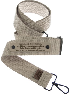 Sütlü Kahve Renk, Bankacılar Için Isme Özel Modern Tasarım Çanta Omuz Askısı, 200 cm Renkli Detaylı