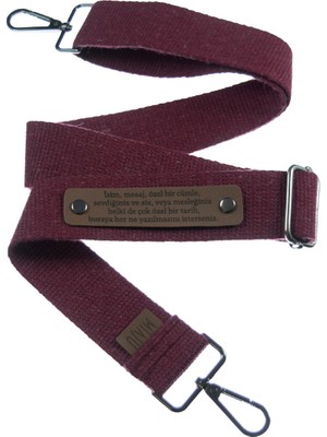 Bordo Renk, Çok Kullanışlı, Isme Özel Üretilen, Deri Çantalara Uygun Omuz Kayışı, 120 Cm, Hatıralık