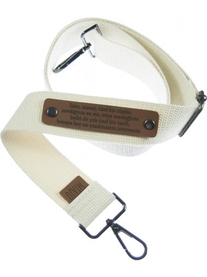 Krem Renk, Isminize Özel Çantalar Için 200 cm Omuz Askısı, Konsept Tasarım, Hediyelik Hatıra