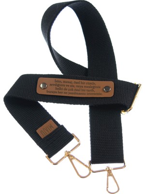 Siyah Renk, Kendi Adınıza Tasarlanmış Çanta Omuz Askısı, 180 cm Çanta Kayışı, Sevdiklerinize Hediye