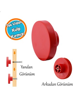 Nzb Yuvarlak Düz Kırmızı Renk Oda Mobilya Mutfak Dolabı Kapak Plastik Çekmece Kulbu 1 Adet