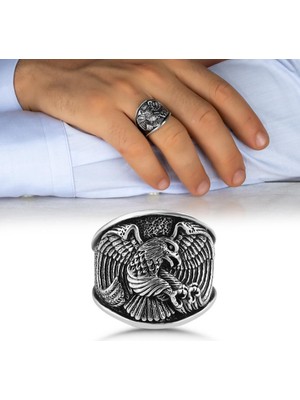 Özel Kartal Tasarımlı 925 Ayar Gümüş Yüzük